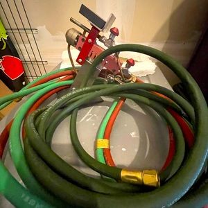 Glass lamp working set up with two torches